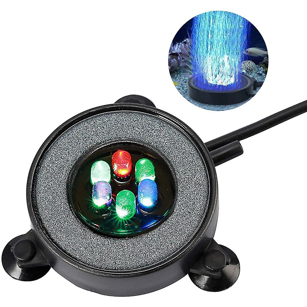 Round Aquarium Bubble Light with Color Changing LED Lights Air Pump Light Bubble Lamp