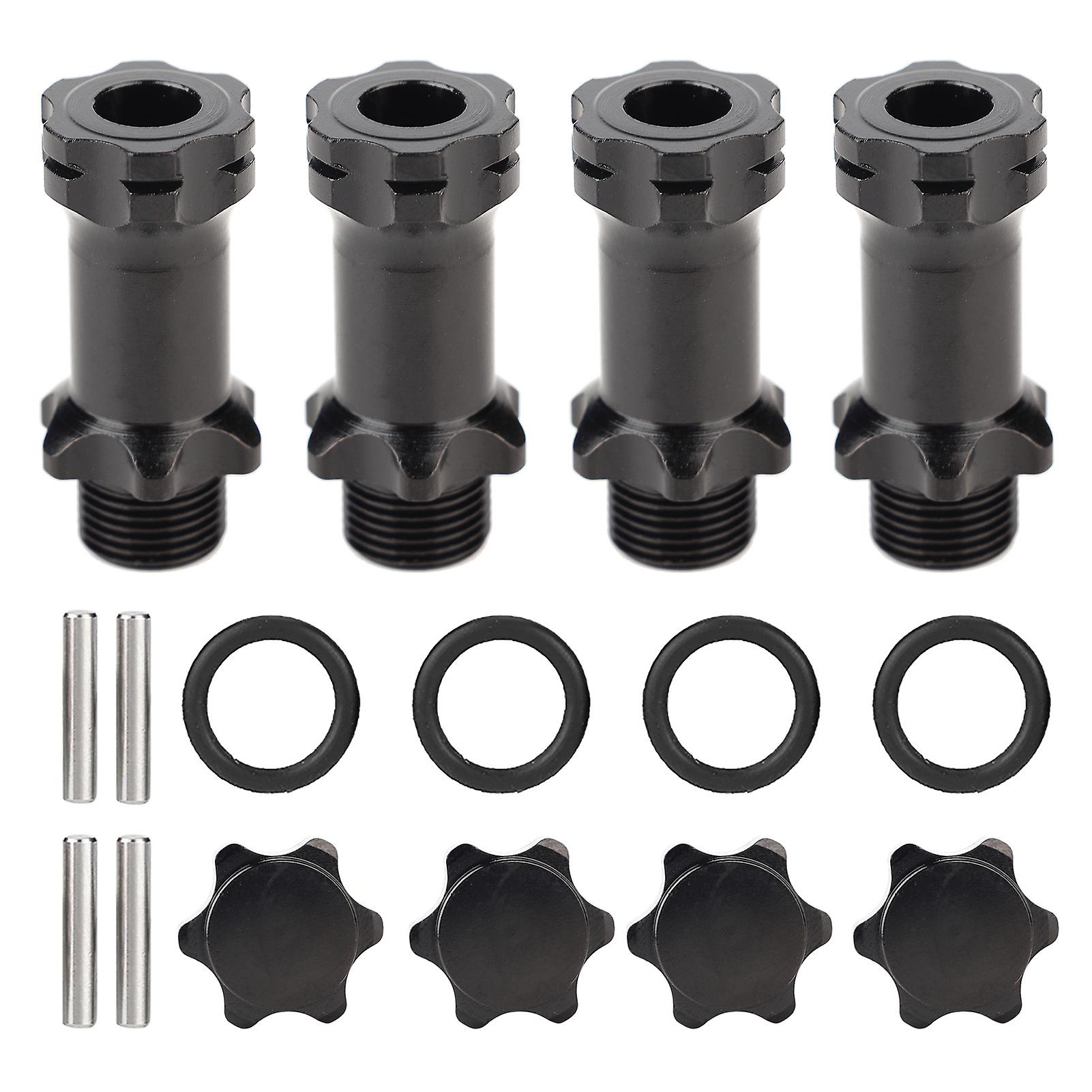 4pcs 17mm Aluminum Hex Hub Extension Adapter for 1:8 RC Model Car (Black)