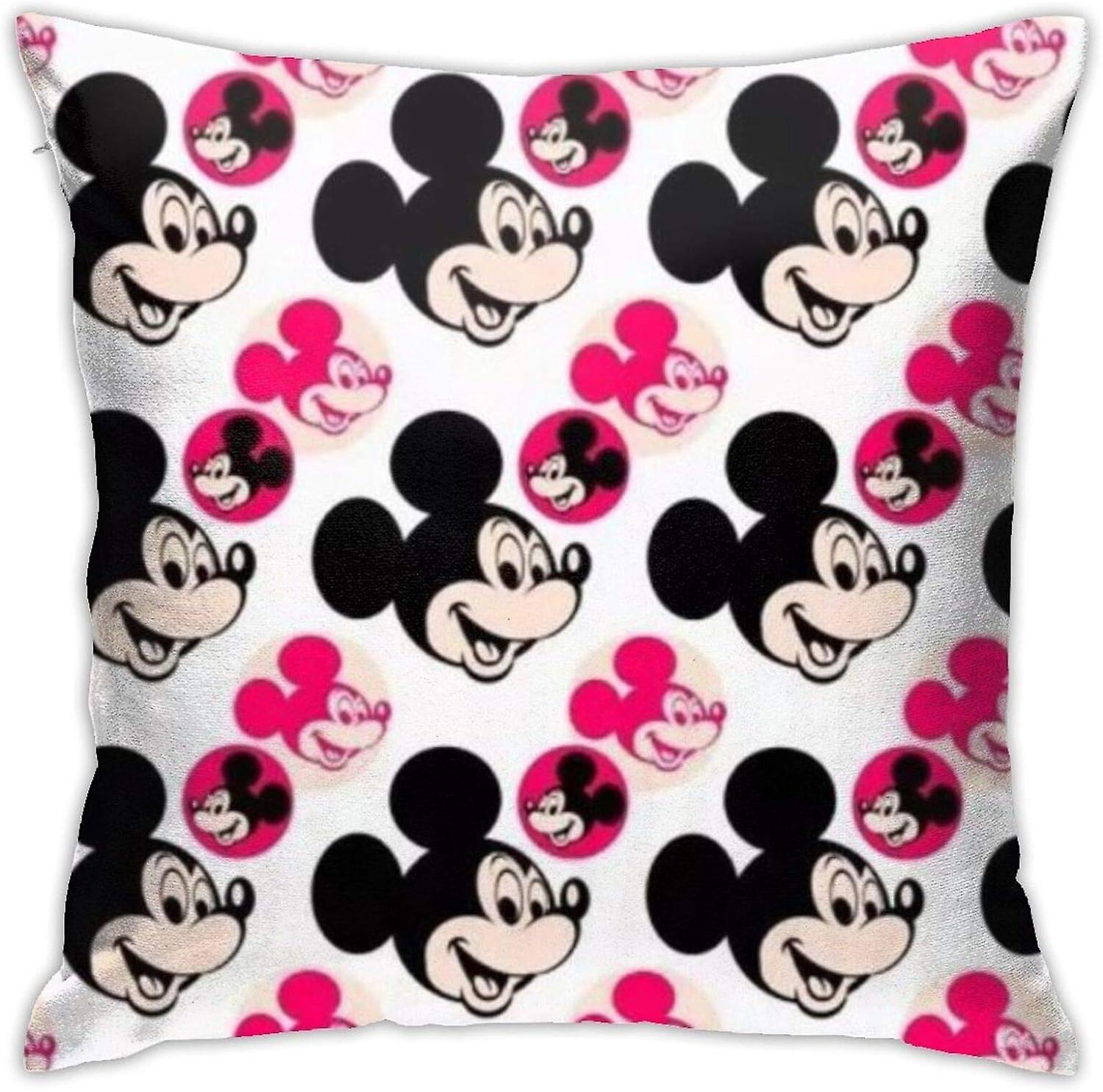 ピンクと黒のマウスヘッドスロー枕カバーリビングルームソファソファベッドソフト枕カバー45CM * 45CM AA-4828のための装飾的なコットンピロアシス