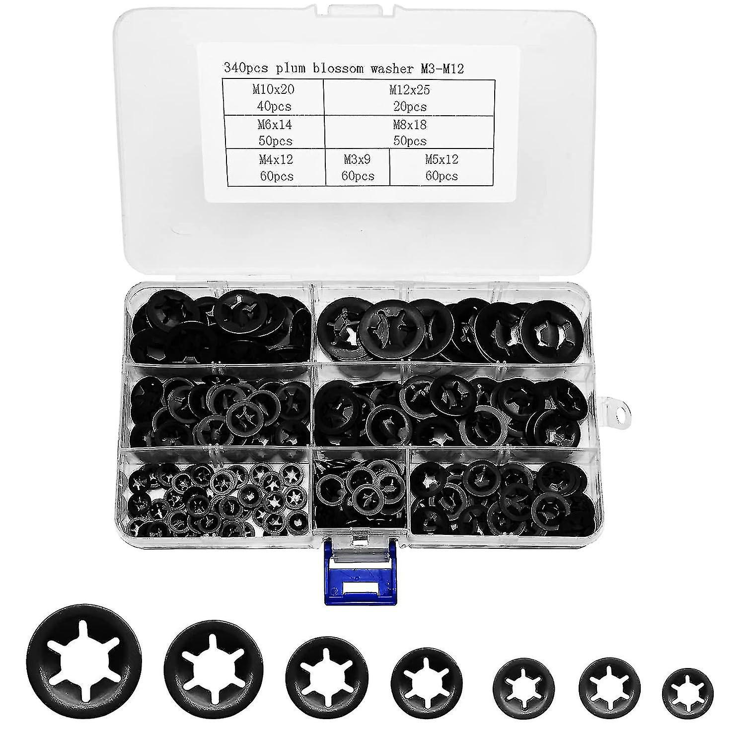 Washers 340 Pcs Quick Speed Locking Washers Assortment Kit 7 Sizes