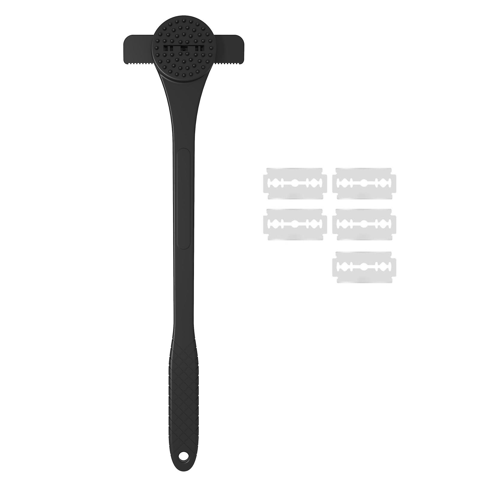 Men Back Shaver 2-in-1 DIY Back Hair Shaver with Safety Blade Tech Non-Slip Ergonomic Handle Wet/Dry Shaving Adjustable Arcs Bath Tool