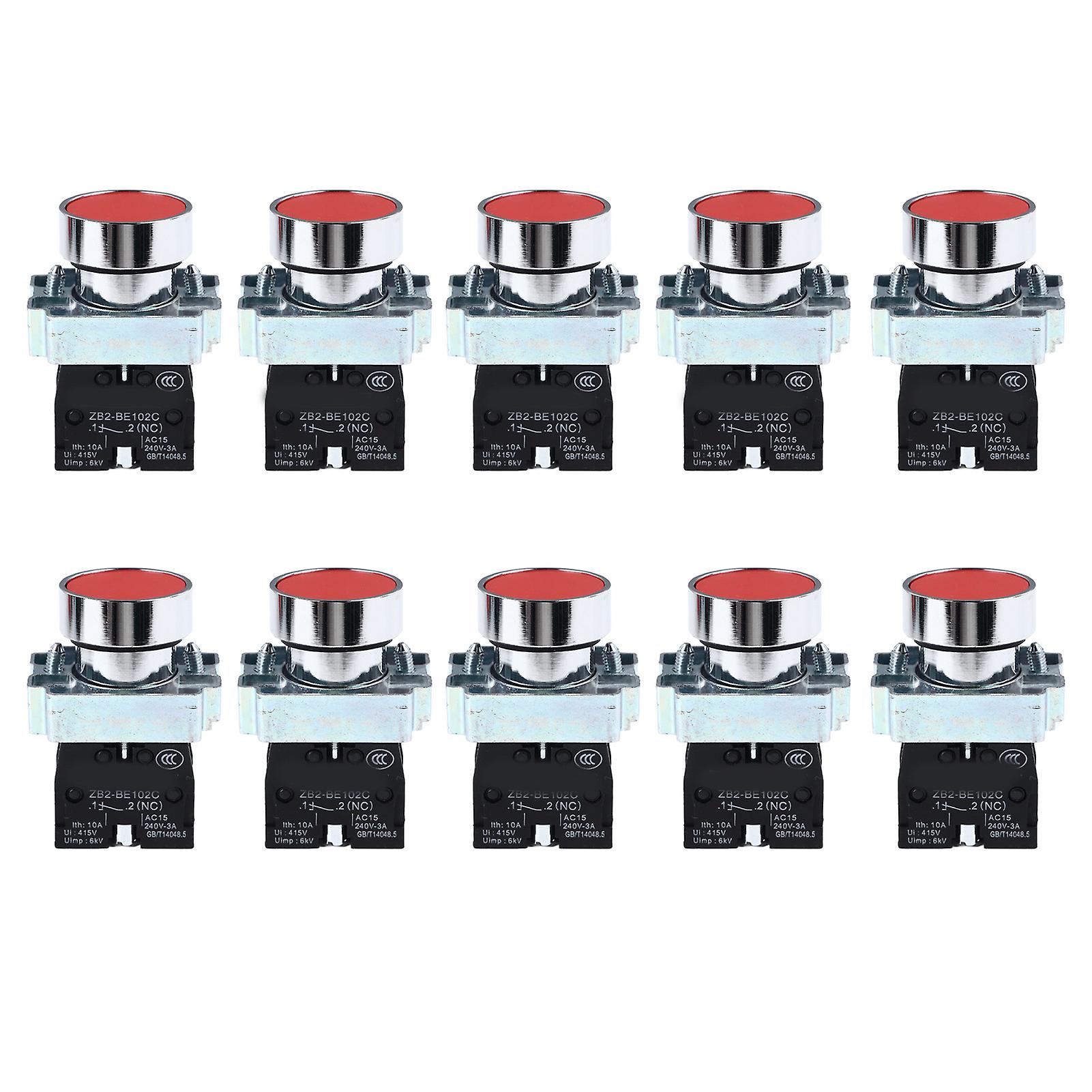 10 Pcs Push Button Switch 22mm M3.5 Screw Self Reset Start Stop Button Switch AC240V