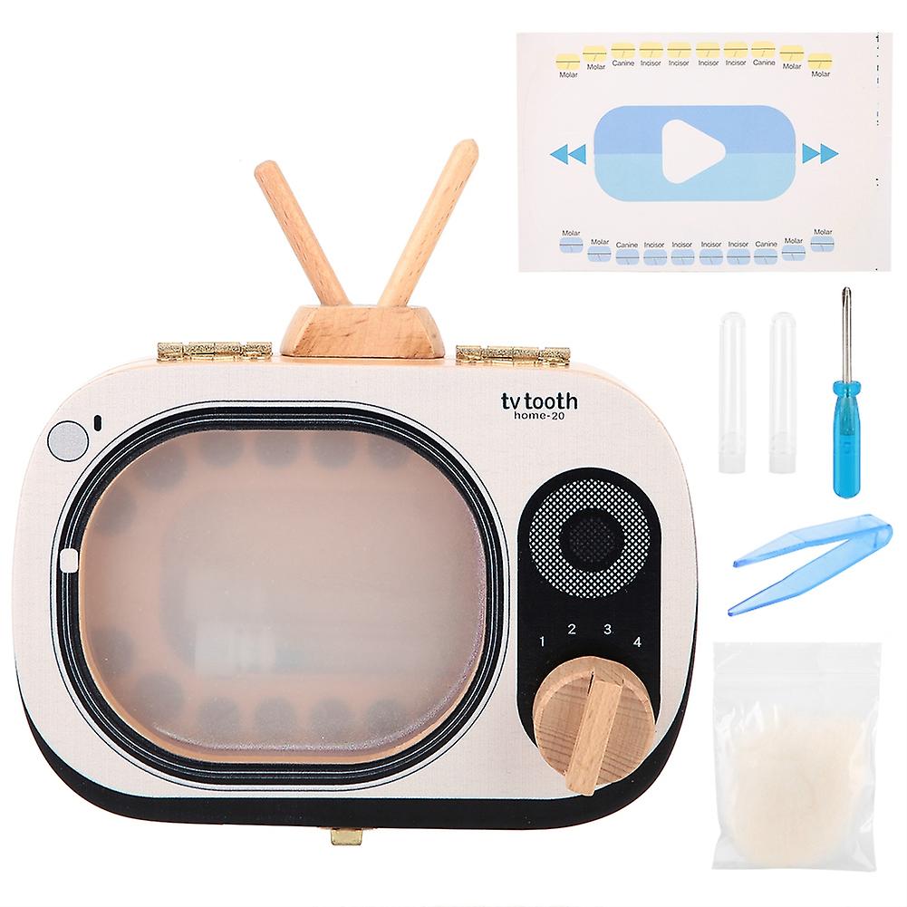 Baby First Tooth Collection Box TV-shape Milk Teeth Deciduous Teeth Storage Memory Box