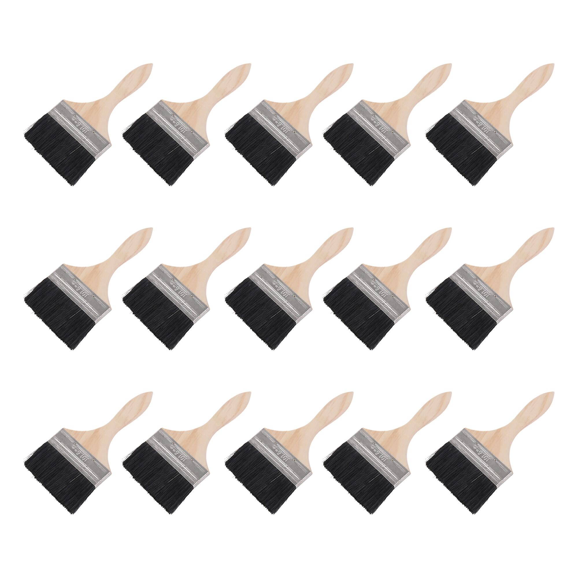 15 Pcs Flat Paint Brushes for DIY Graffiti 4 Inch with Thin Wood Handle