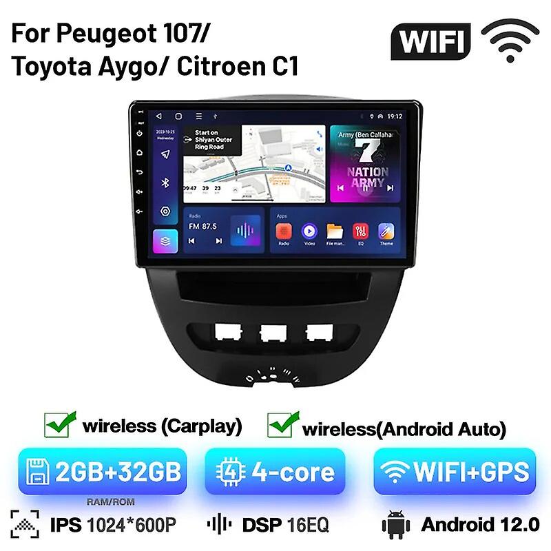 プジョー107トヨタアイゴシトロエンC1 2005-2014カーラジオマルチメディアプレーヤーAutoradio 2din Android Carplay自動ラジオ2din DV