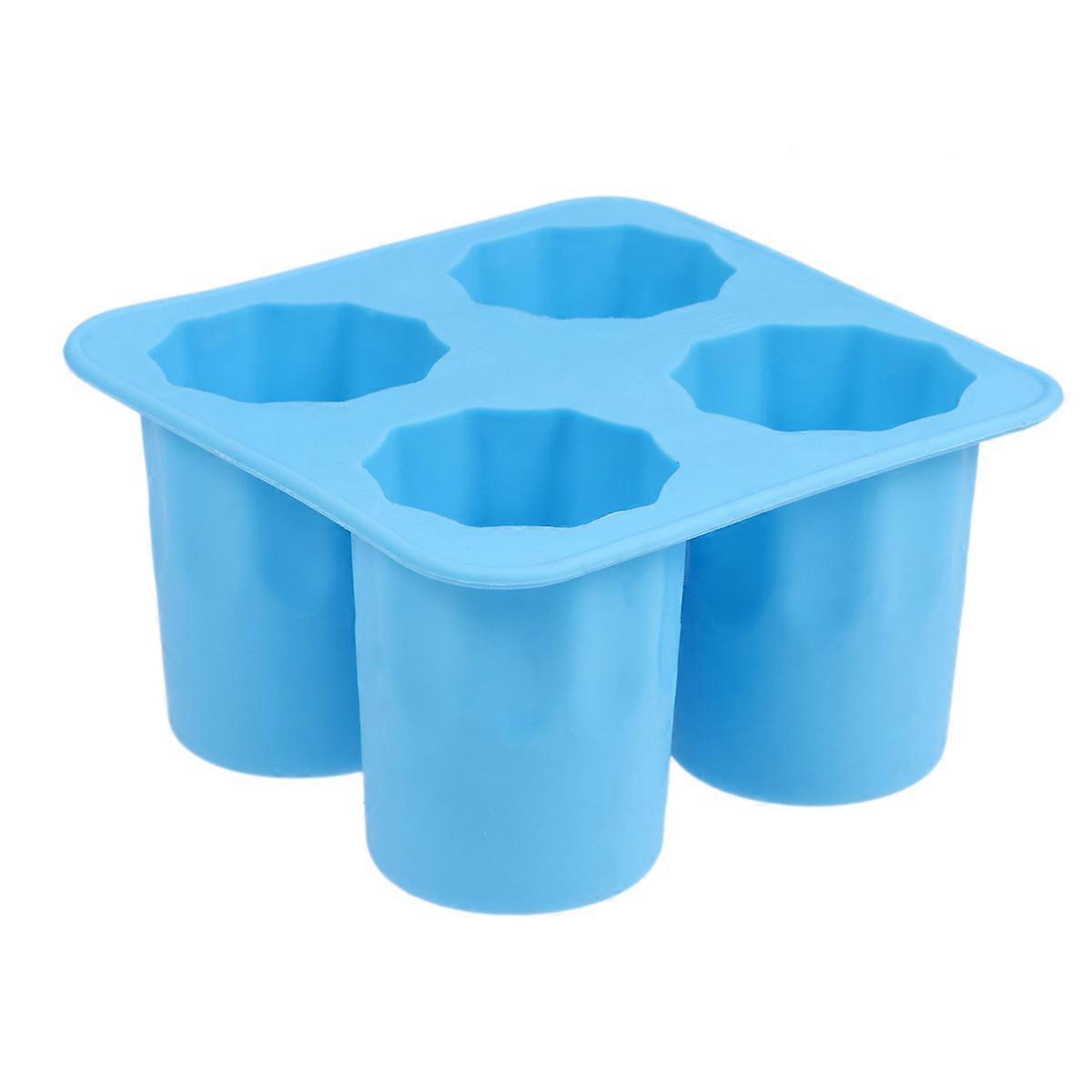 4 Cup Shape Silicone Shooter Ice Cube Glass Mold Maker Summer Cool Ice Mould Ice Cube Tray (Blue)