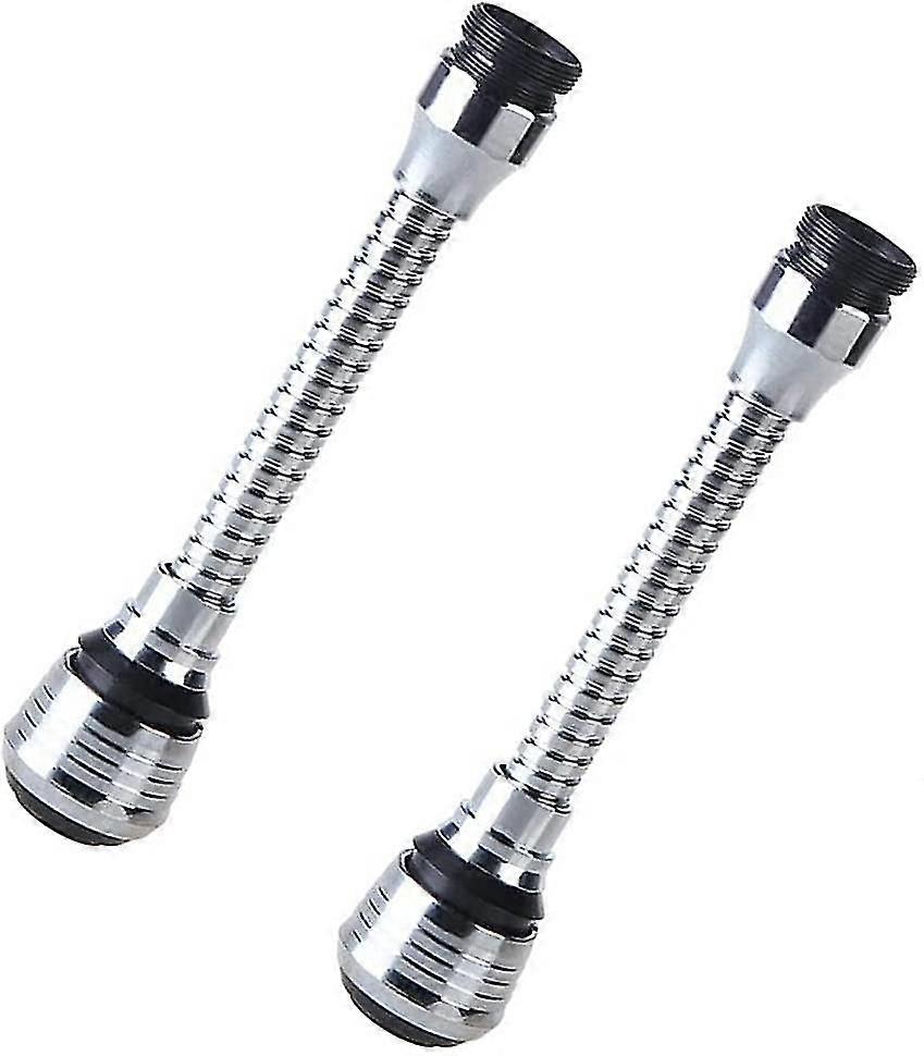 2 Pcs Spray Head Kitchen Tap Extension Flexible Faucet Sprayer Thread Interface, Silver