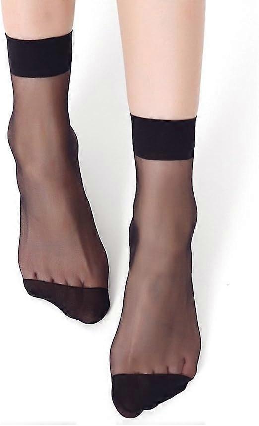 10 Pairs Women's Nylon Ankle Short Sheer Socks(Black)