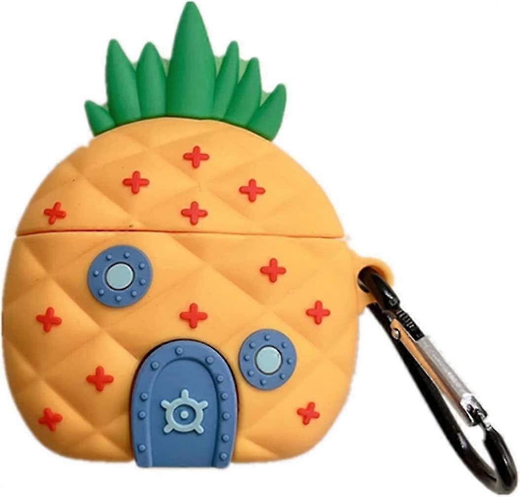 Silicone case for Airpods 1/2 headset, 3D pineapple case with key chain