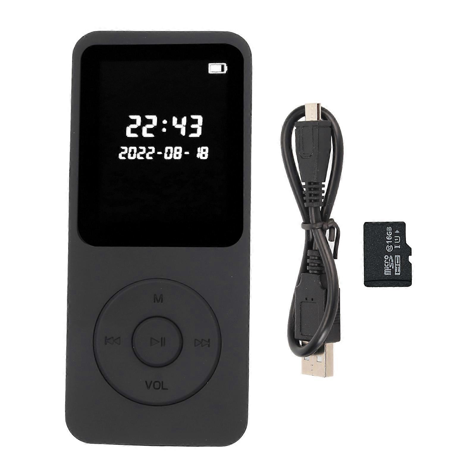 MP3 MP4プレーヤー Bluetooth 5.0 超薄型デジタル LCD 1.77 インチ スクリーン 内蔵 HD スピーカー ポータブル HiFi 音楽プレーヤー 16G メモリ カード付き