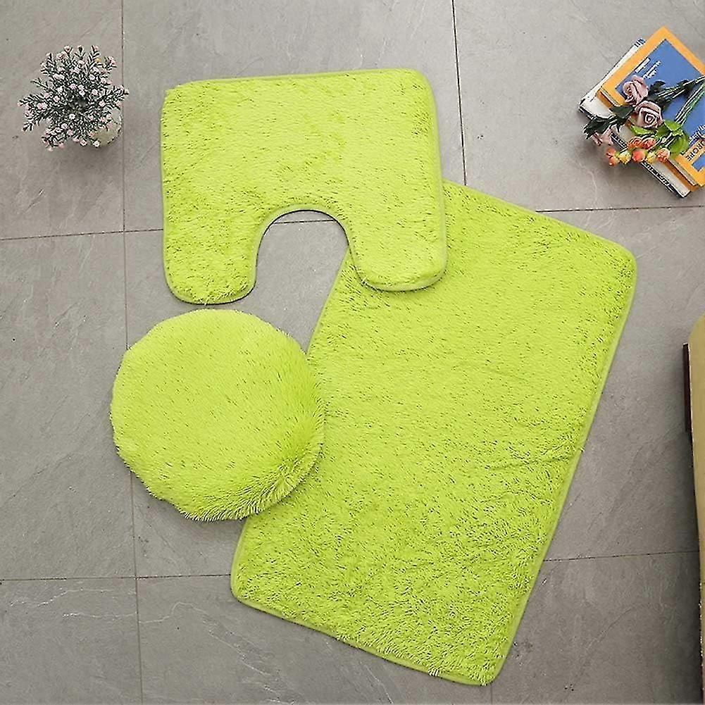 حصيرة الحمام نقية اللون 3 قطع حمام حصيرة عدم الانزلاق وامتصاص السجاد لينة وغطاء غطاء المرحاض مجموعة قابلة للغسل ، أخضر