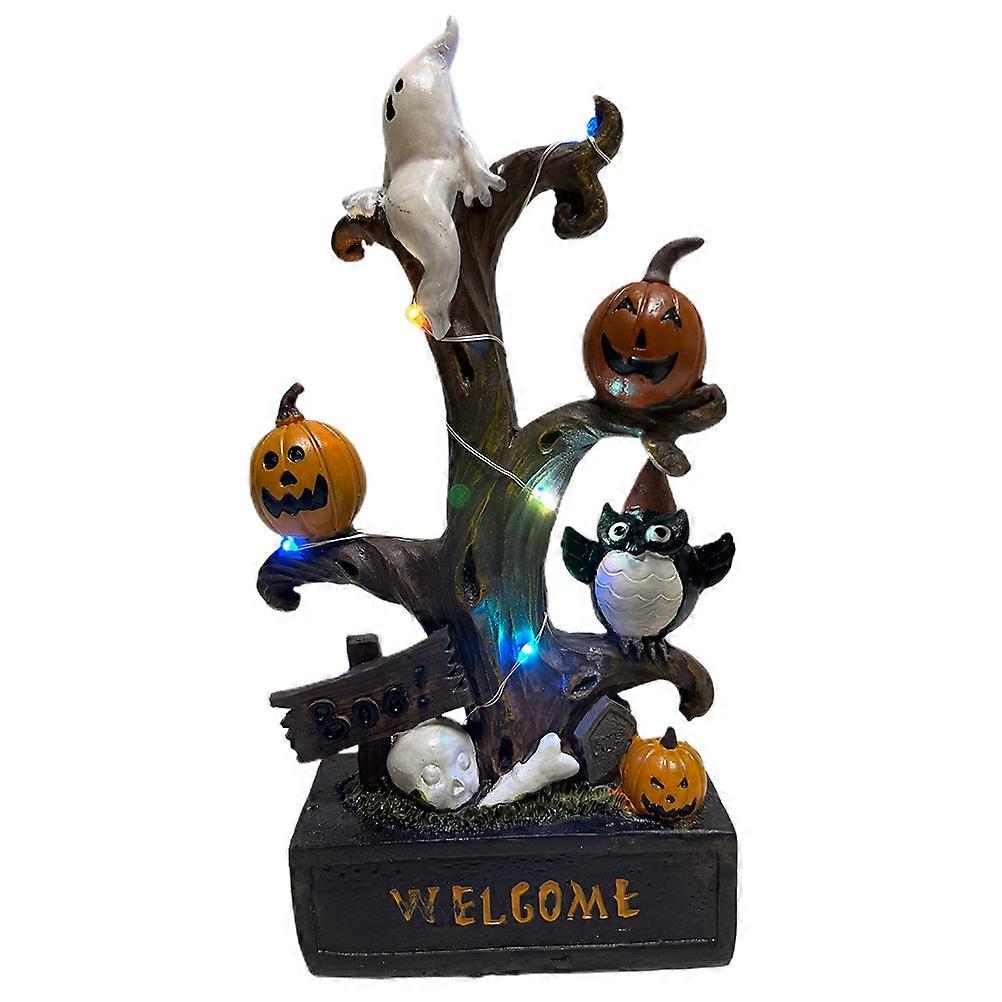 ハロウィーン樹脂ブランチ像とカボチャライトテーブルオーナメント屋内ガーデンガーデンホームルームデスクの装飾