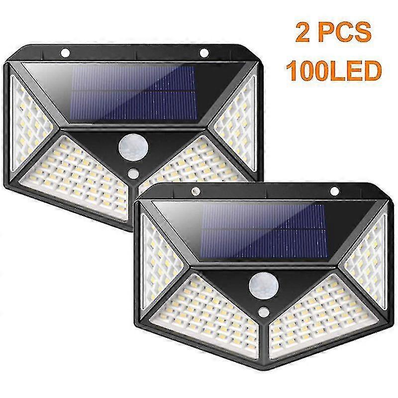 Solar Light Outdoor 100 Led 270o Motion Sensor Security Solar Wall Light (2-pack) - Black