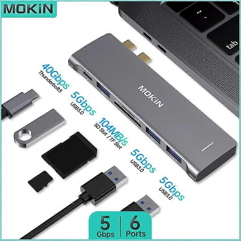 MOKiN 6 in 2 Docking Station for MacBook Air Pro iPad Thunderbolt Laptop USB3.0 SD TF Thunderbolt Versatile Connectivity