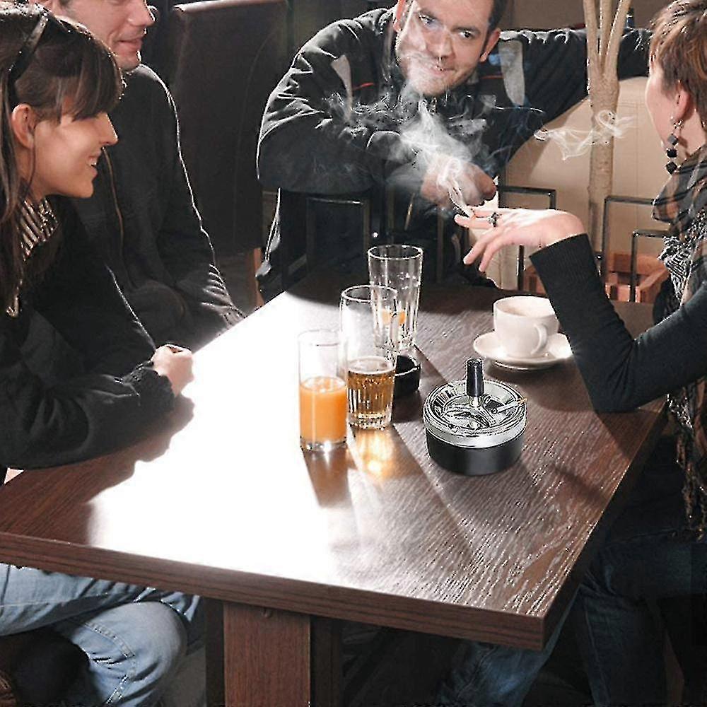 portable metal spinning ashtray with press rotating lid red