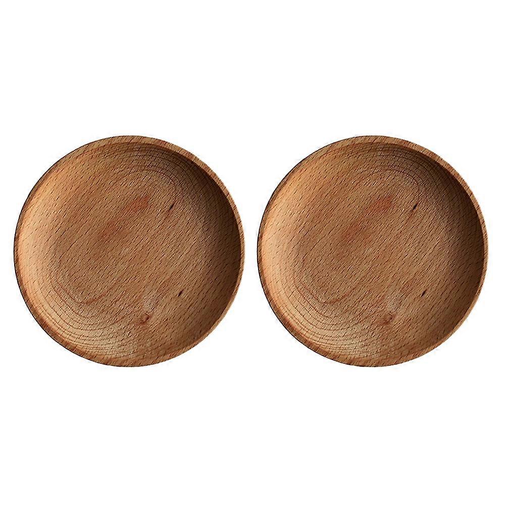 2Pcs Appetizer Plates Wooden Round Shape Serving Plate Durable Serving Platter