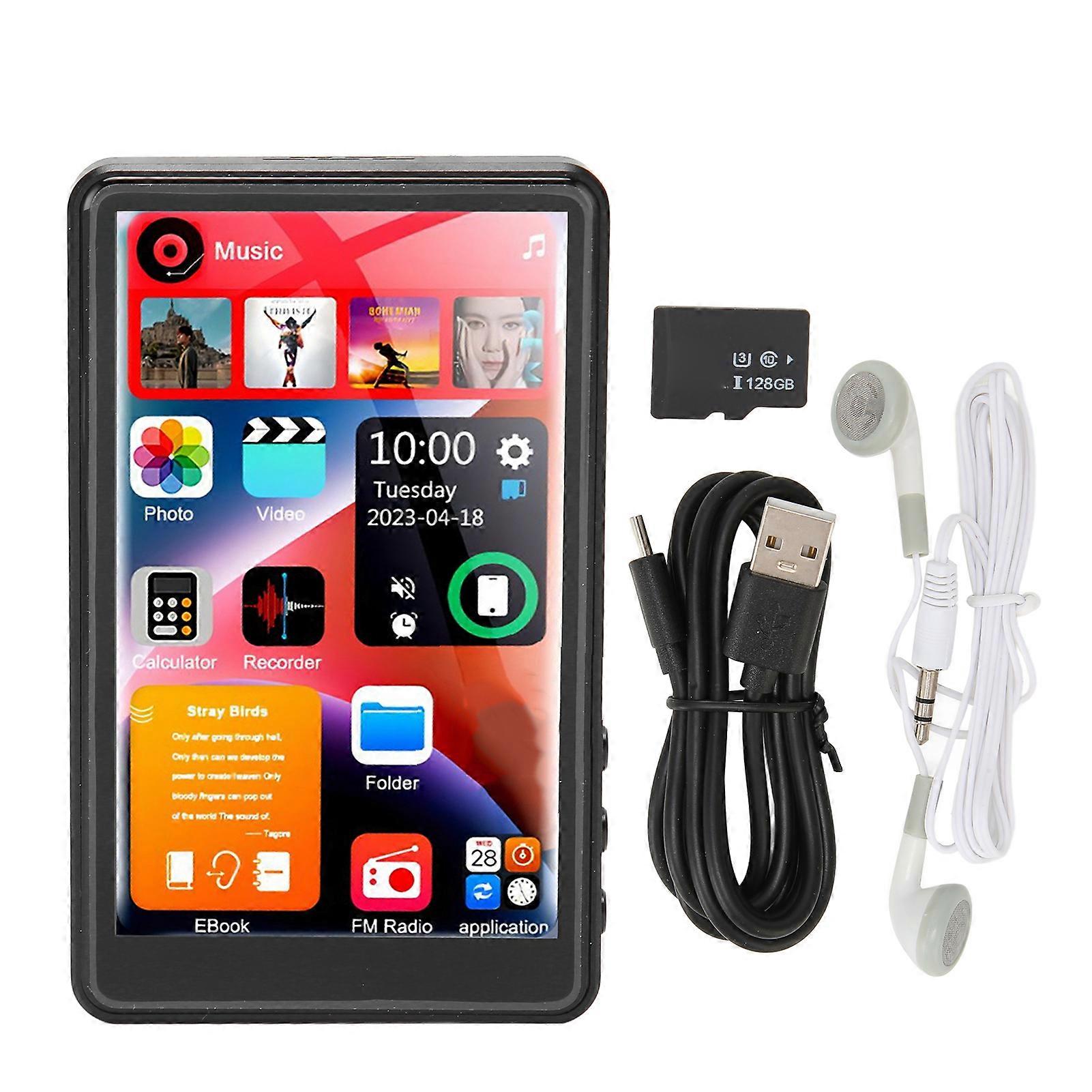 MP3 Player 4 Inch Full Touch Screen HD Noise Reduction Support 1080P FM Radio Recording Bluetooth MP3 Player for Daily 16GB 128GB NO.1296