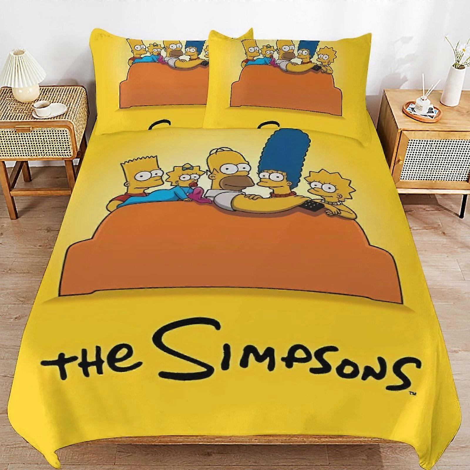 x353 Simpsonovi povlečení na postel Povlečení z mikrovlákna 3D tištěné lehké 3dílné sady přikrývek, 1 povlak na přikrývku a 2 polštáře pro děti chlapce
