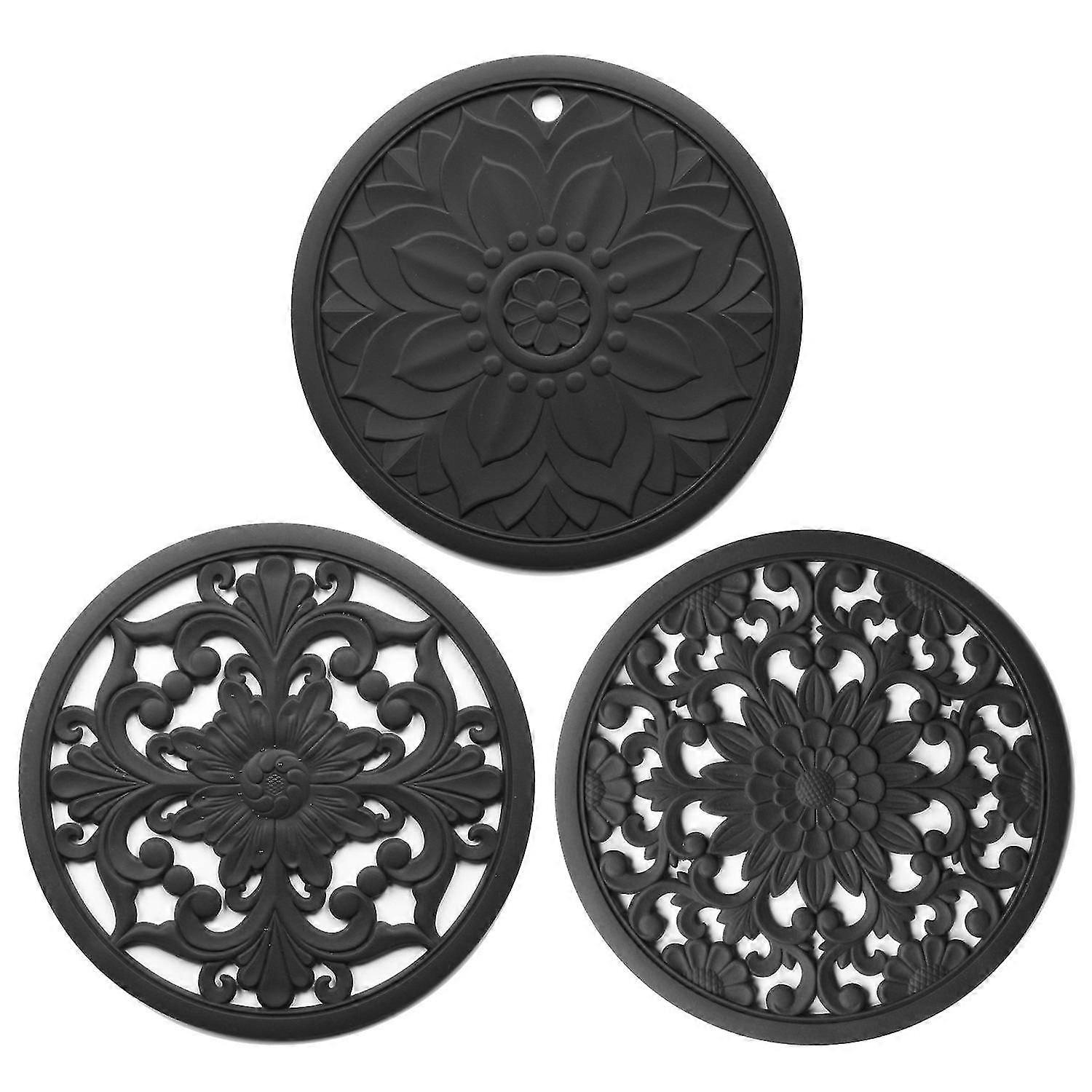 3pcs Heat Insulation Pad Hollow Resistant Placemat Non Slip Dining Table Mat