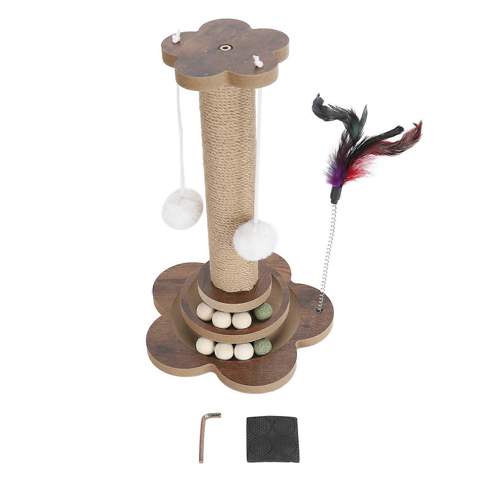Cat Scratching Post Vertical Sisal Scratching Pole Claw Grinding Anxiety Reduction Kitten Post Scratcher Toys Set