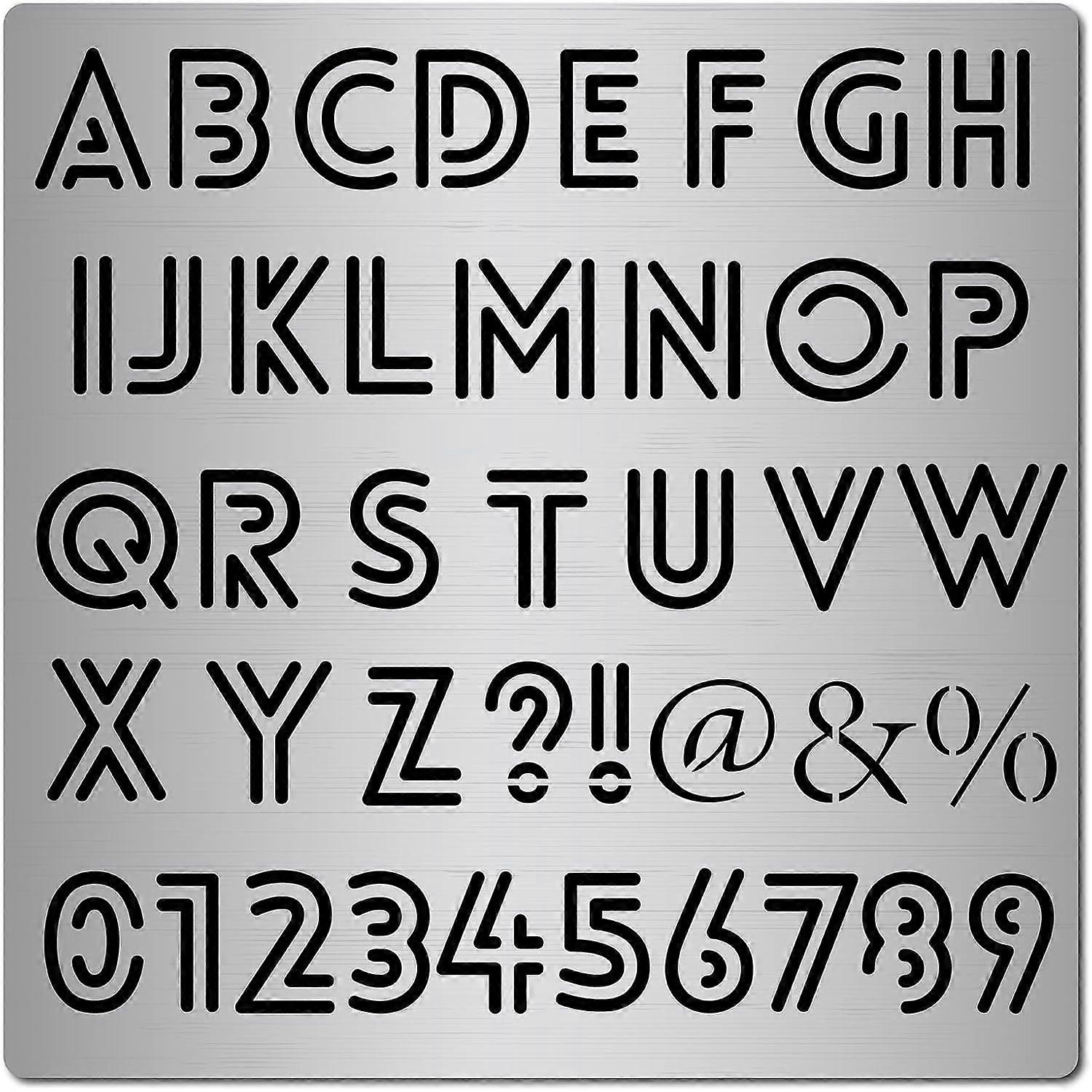 6.3 Inch Metal Letter Number Stencil Stainless Steel Lettering Alphabet Symbol Painting Template Journal Tool for Painting Wood Burning Pyrography and