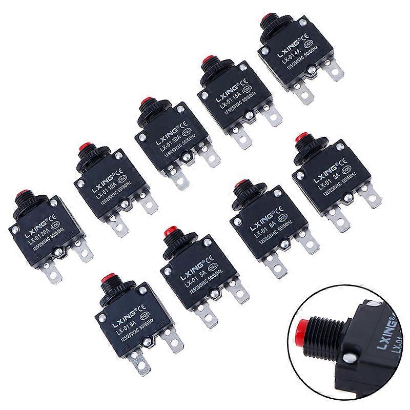 1Pc Circuit Breaker Overload Protector Switch Fuse 3A 4A 5A 6A 8A 10A 15A 20A 30A Thermal switch overload protector push button
