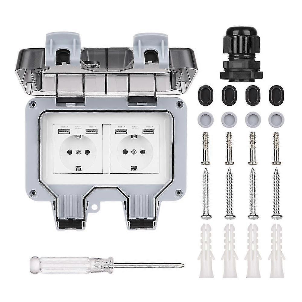 Professional Weatherproof 2 Gang Usb Charging Electrical Socket Led Light 22v