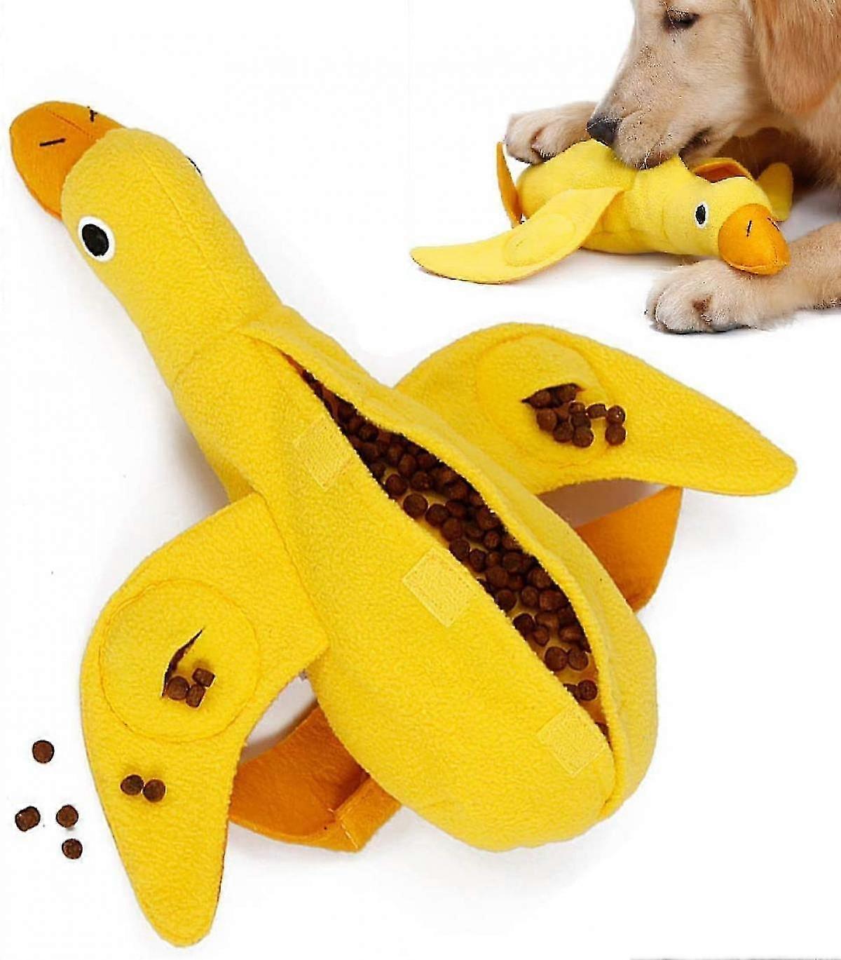 Shxx Dog Treat Dispensing Duck Dog Toy Squeak Dog Puzzle Toy Durable Plush Chew Toys For Small Medium Large Dogs Training Playing J922-328