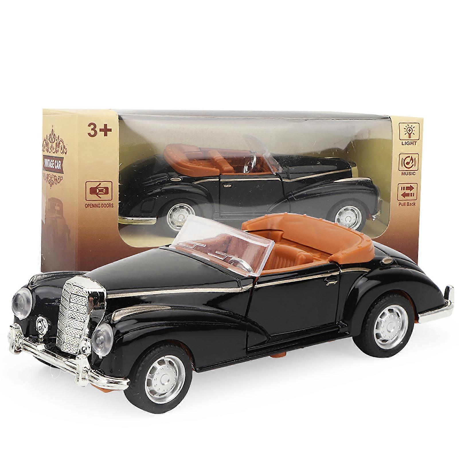 Mini Stimulation Alloy Classic Car Roadster Sound and Light Model Toy Vehicle (Black)