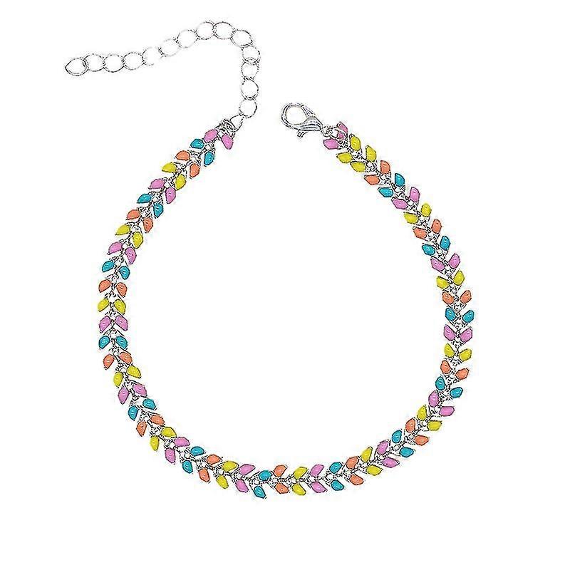 Rainbow Chevron Chain Anklet for Girls, Lobster Closure