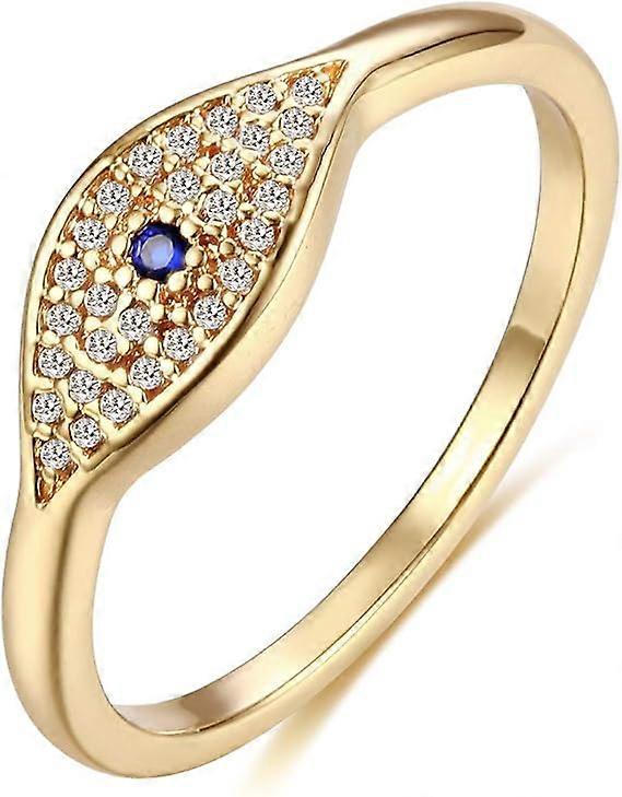 Gold Delicate Evil Eye Ring Mountain Ring Stackable Ring Open Ring Cubic Zirconia Eternity Ring 8