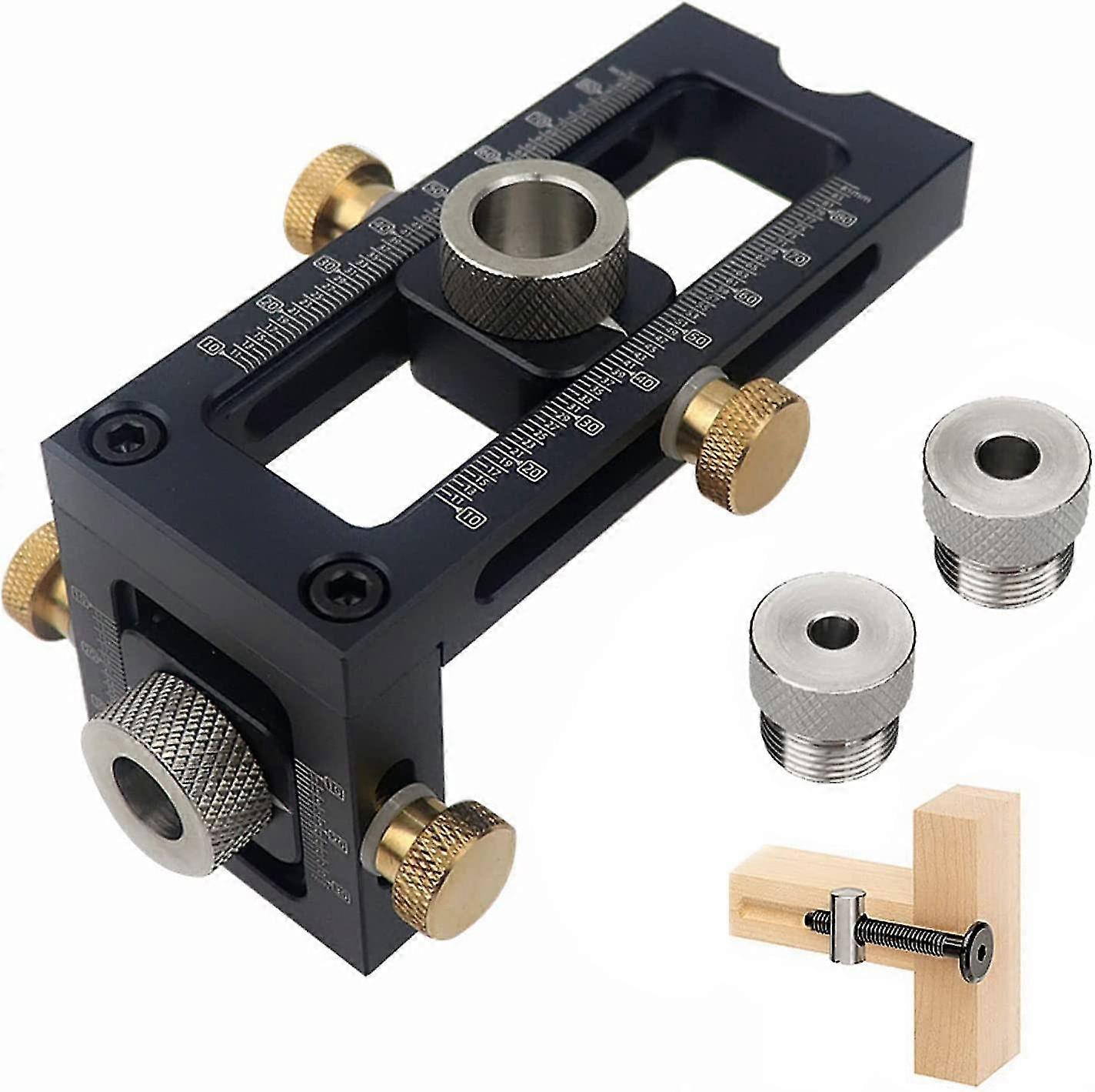 2 In 1 Adjustable Woodworking Screw Jig 4 Hole Drill Guide Kit 6/8/10/12mm Woodworking Drill Bit Set