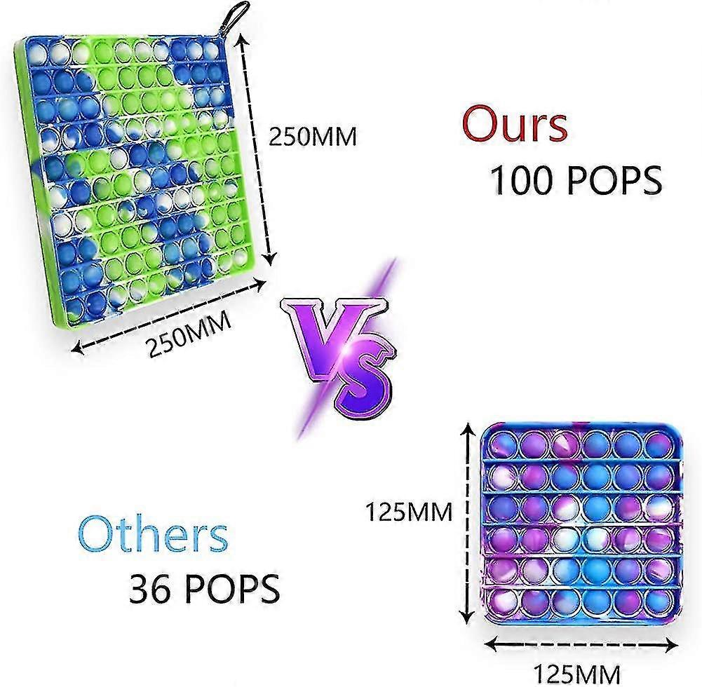 Pop It Jouet Sensoriel - 100 Bulles, 16x16 Cm - En Silicone - Anti-stress, éducatif Maths - Pour Enfants Et Adultes
