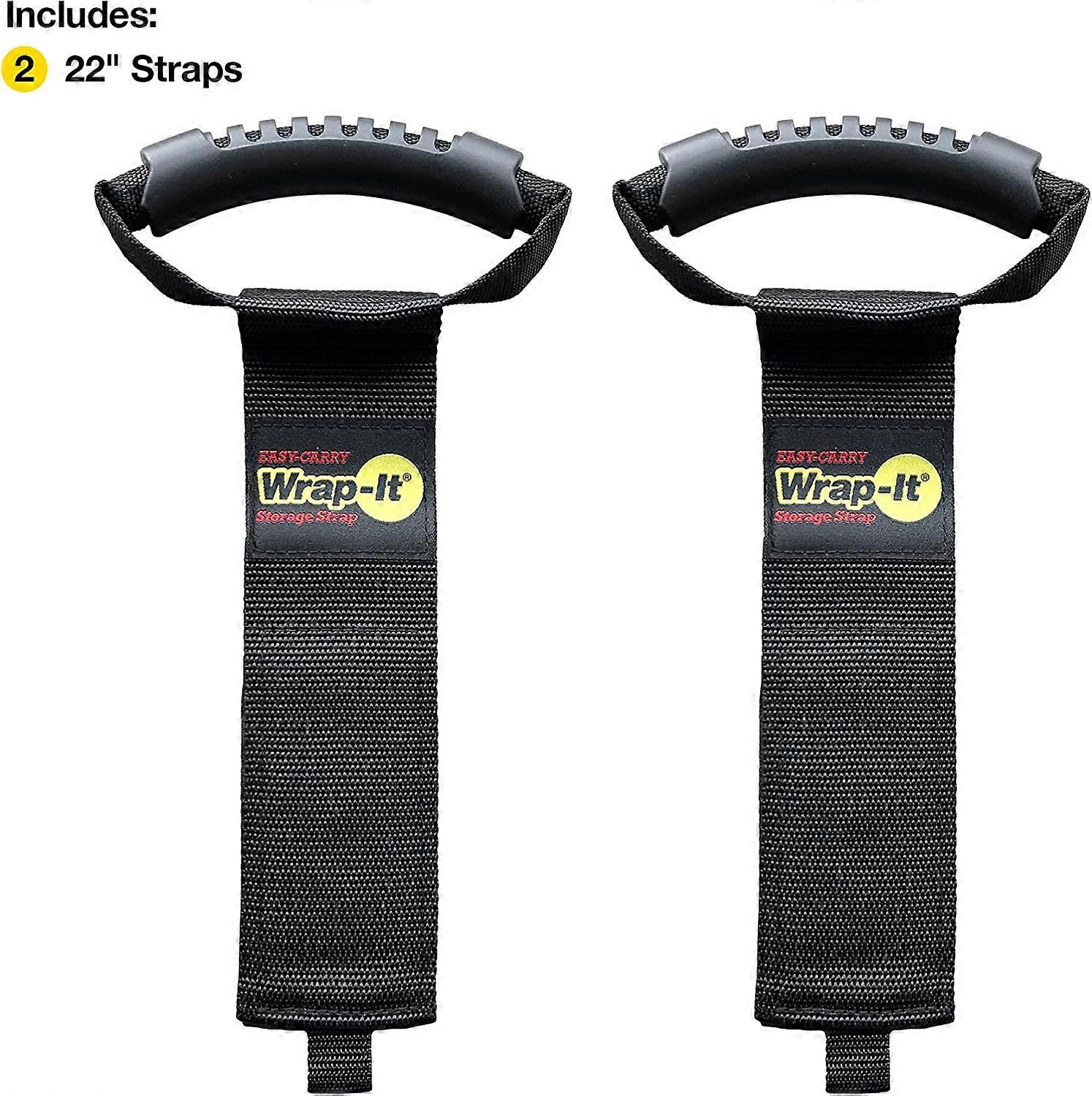 Easy-Carry Storage Straps - 17" (2-Pack)  Heavy-Duty Hook and Loop Cord Carrying Strap, Hanger, and Organizer with Handle for Pool Hoses, Garden Hoses