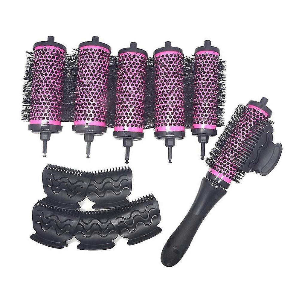 Single Handle Six-head Fluffy Rolling Comb, Air-guided Pear Flower Inner Buckle Straight And Curling Comb, With Clip