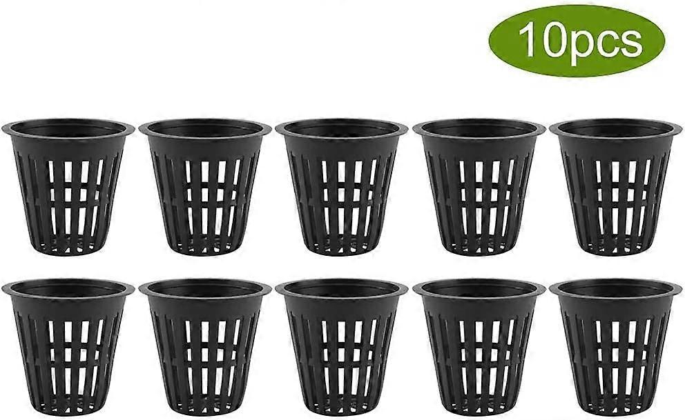 10pcs/Set Hydroponic Baskets Plants Cups Plastic Pots Reusable(Black)