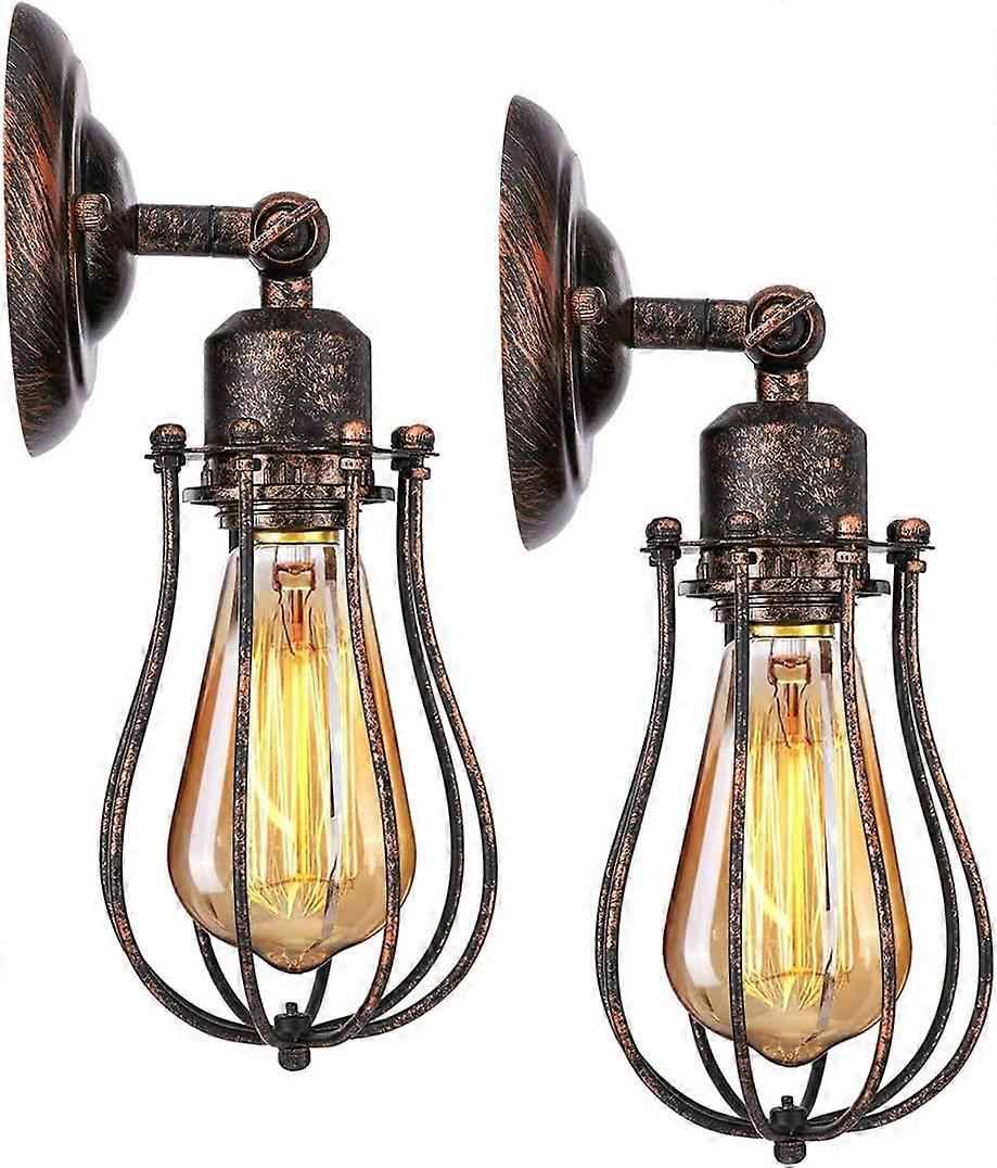 2 Pack Industrial Wall Sconce E27 Shade Cage Pendant Lamp