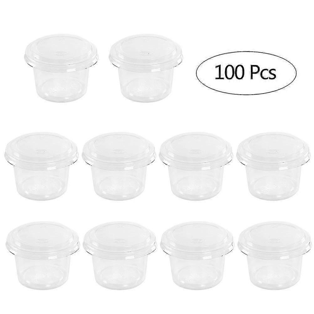 100Pcs 120ML Disposable Portion Cups Condiment Cup With Cover For Sauce Yogurt Jelly Pudding