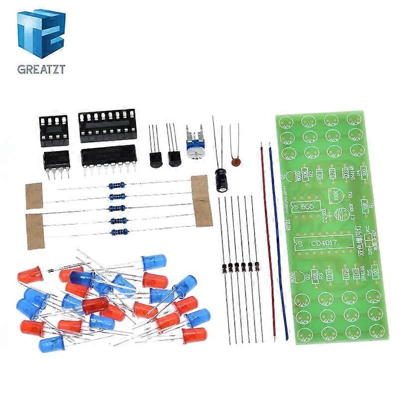 Red Blue Double Color Flashing Lights DIY Kit Strobe NE555 + CD4017 Electronic Practice Learning Kits Suite Parts Gift