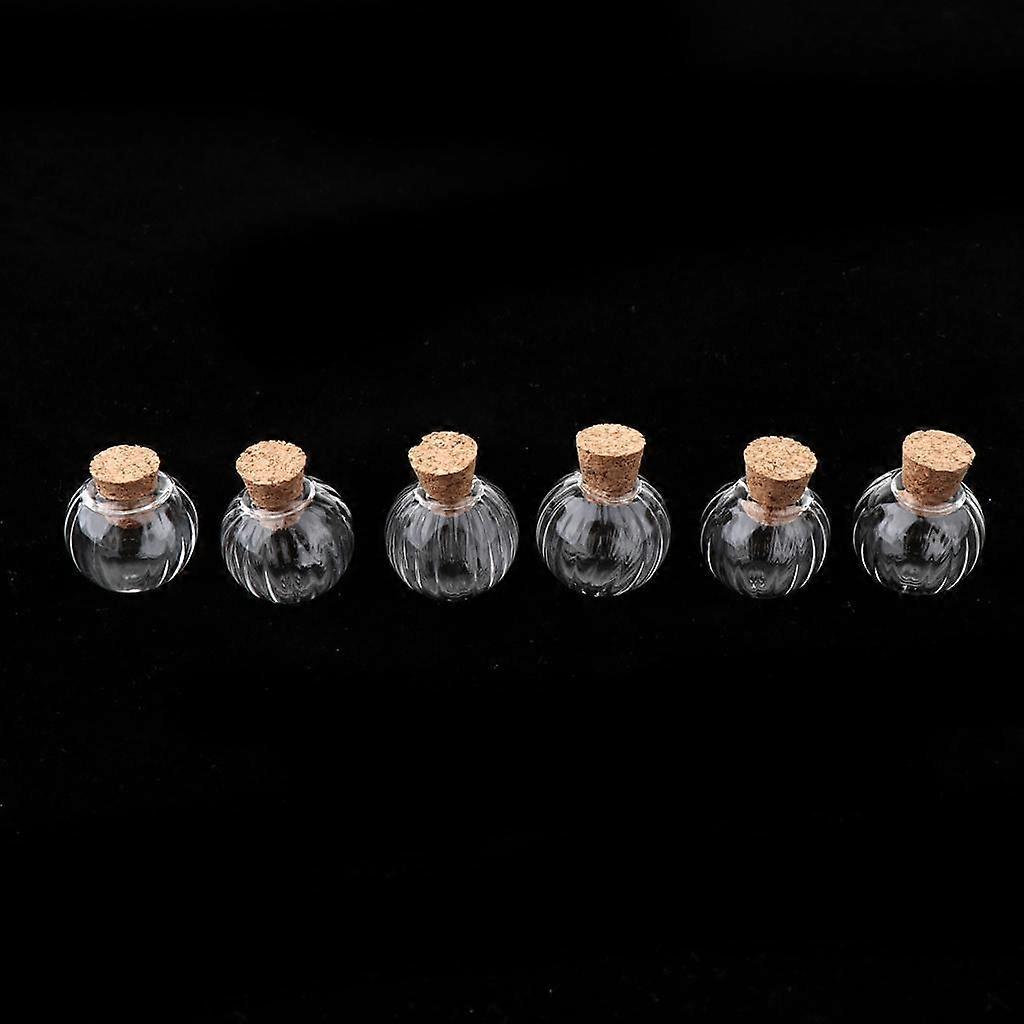2x 6Pcs Empty Glass Vial Pendants Clear Wishing Bottles Jars with Cork Stopper