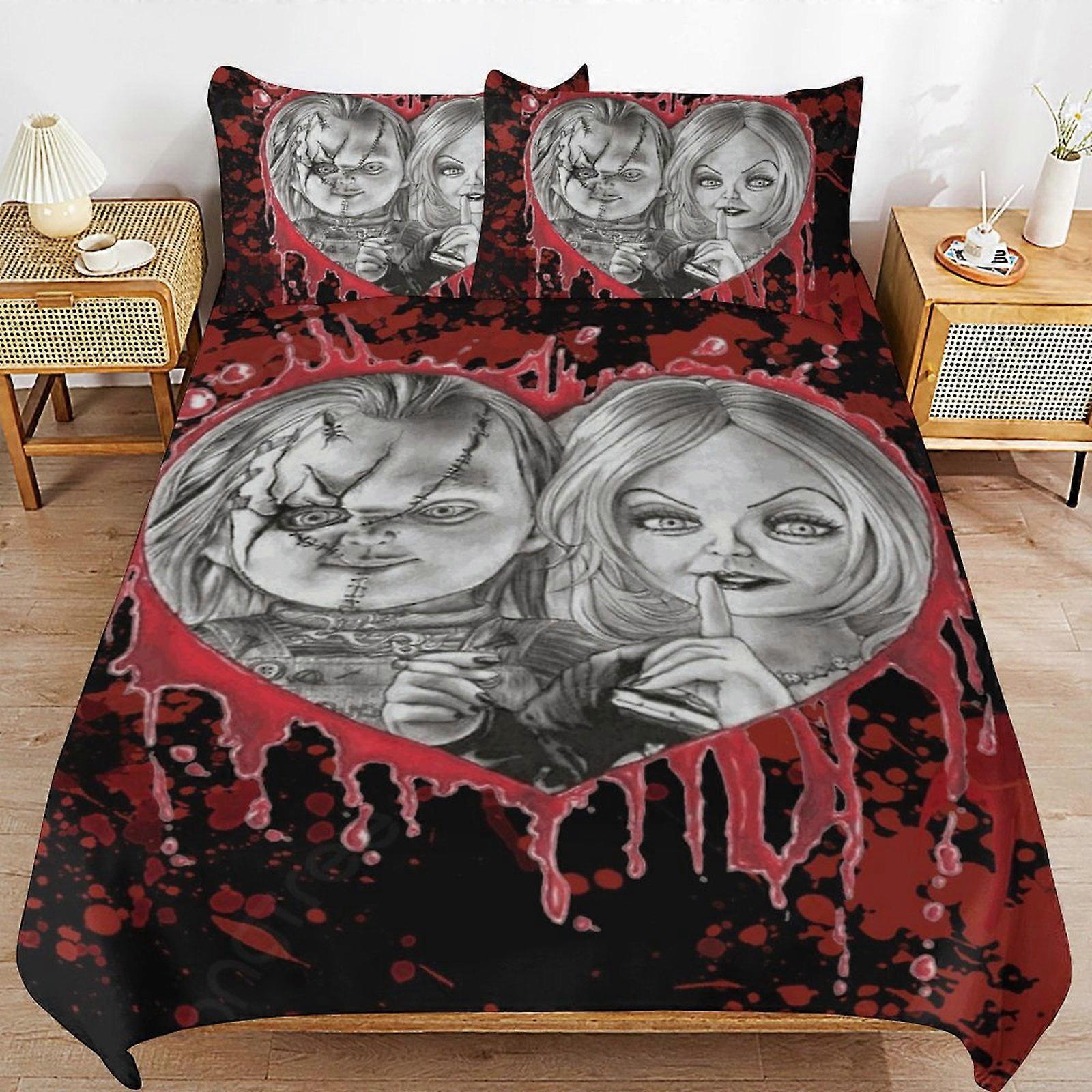 Bedding set MV1 Chucky Bed Duvet Cover Microfiber Bedding Sets 3D Printed Lightweight 3 Piece Comforter Sets, Brings you warmth YF1