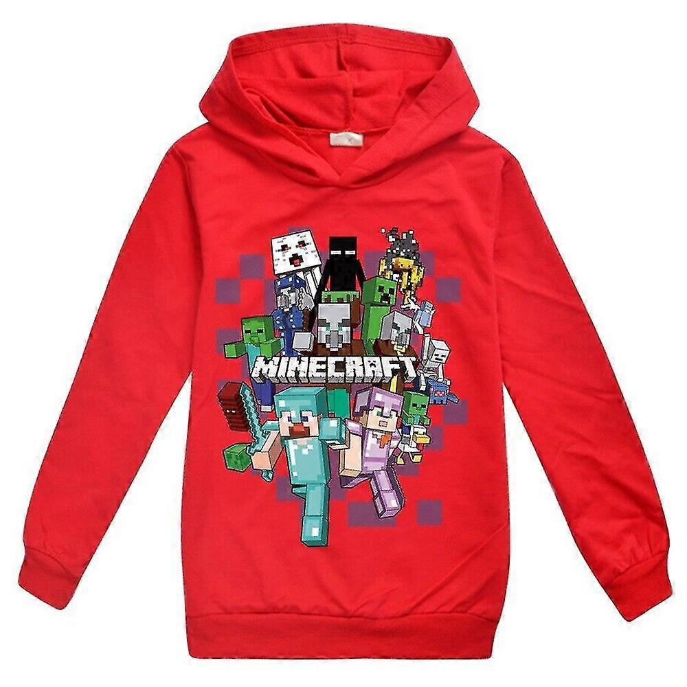 Barn Cartoon Games Hoodie Casual Långärmad Hooded Minecraft Grafiska Tröjor för 5-12y Pojkar Flickor