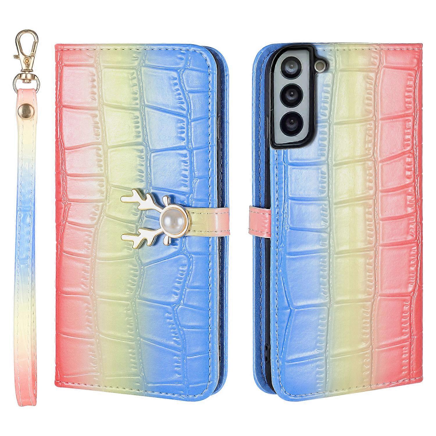Elk Pattern Phone Case for Samsung Galaxy S22 Plus with Card Holder, lanyard, PU Leather Material, Wallet Function, Corner Fall Protection