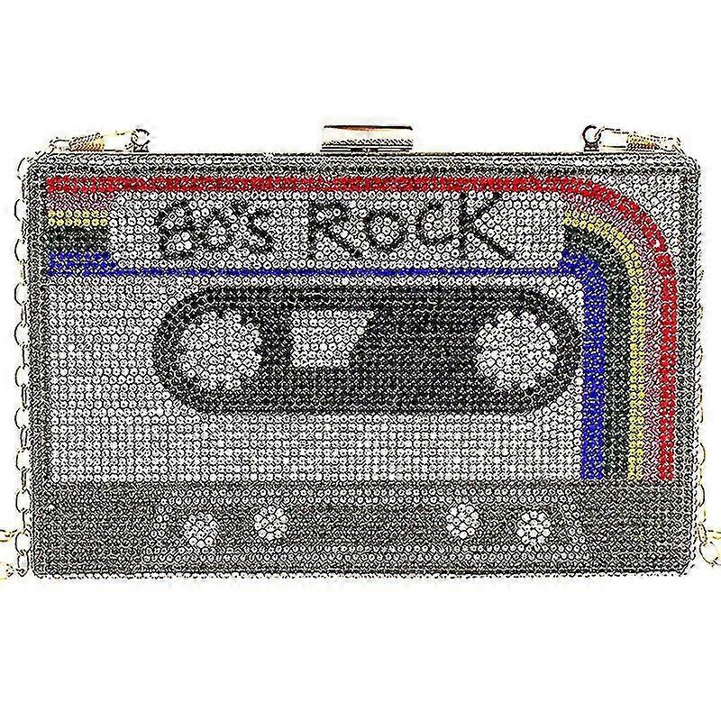 Borsa borsa con pochette strass per donna, borsa a tracolla a tracolla a forma radio Borse da sera vintage - Travel Holiday Cocktail Prom Party Wedding