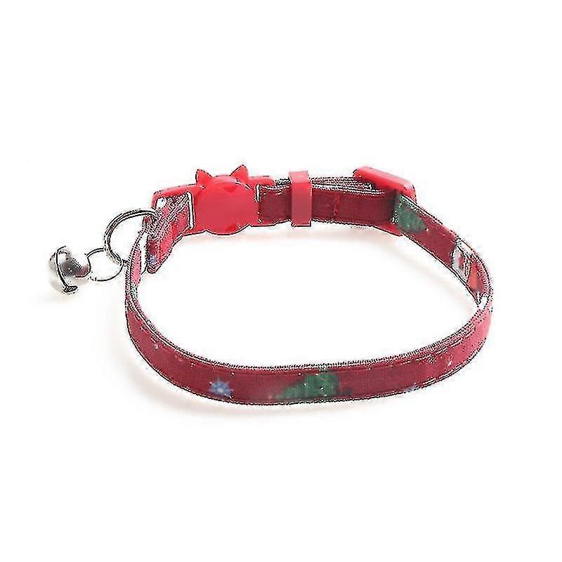 4 Pcs Christmas Snowman &Amp; Tree Pattern Pet Collar With Bells, Style:Without Bow(Red)
