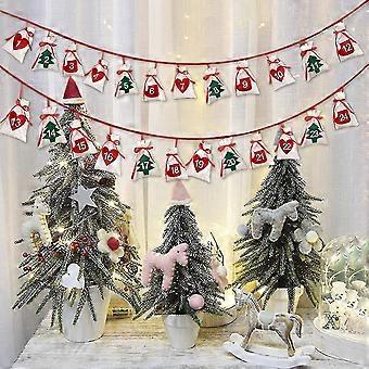 Calendrier De L'Avent En Tissu Réutilisable - 24 Poches Pour Chocolats Et Cadeaux - Décoration Murale De Noël 50x110 Cm
