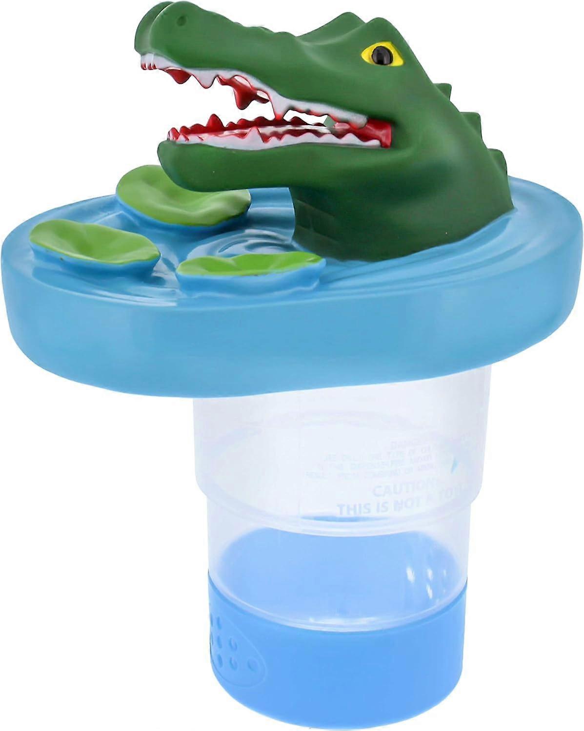 U.S. Pool Supply Dinosaur Floating Pool Chlorine Dispenser, Collapsible Base, Holds 3" Tablets - 10" Fun Cute Green Purple T-Rex Dino Pet Animal Float