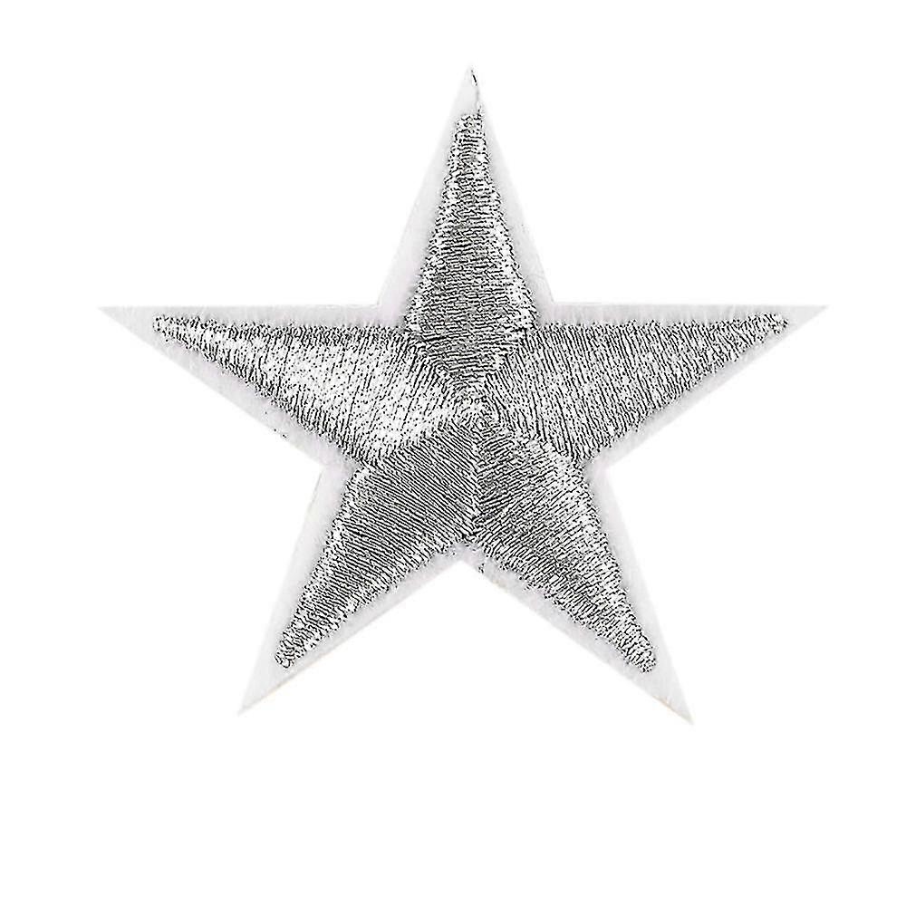 10pcsシルバースター刺繍バッジのバッジがパッチのモチーフアップリケステッカーに