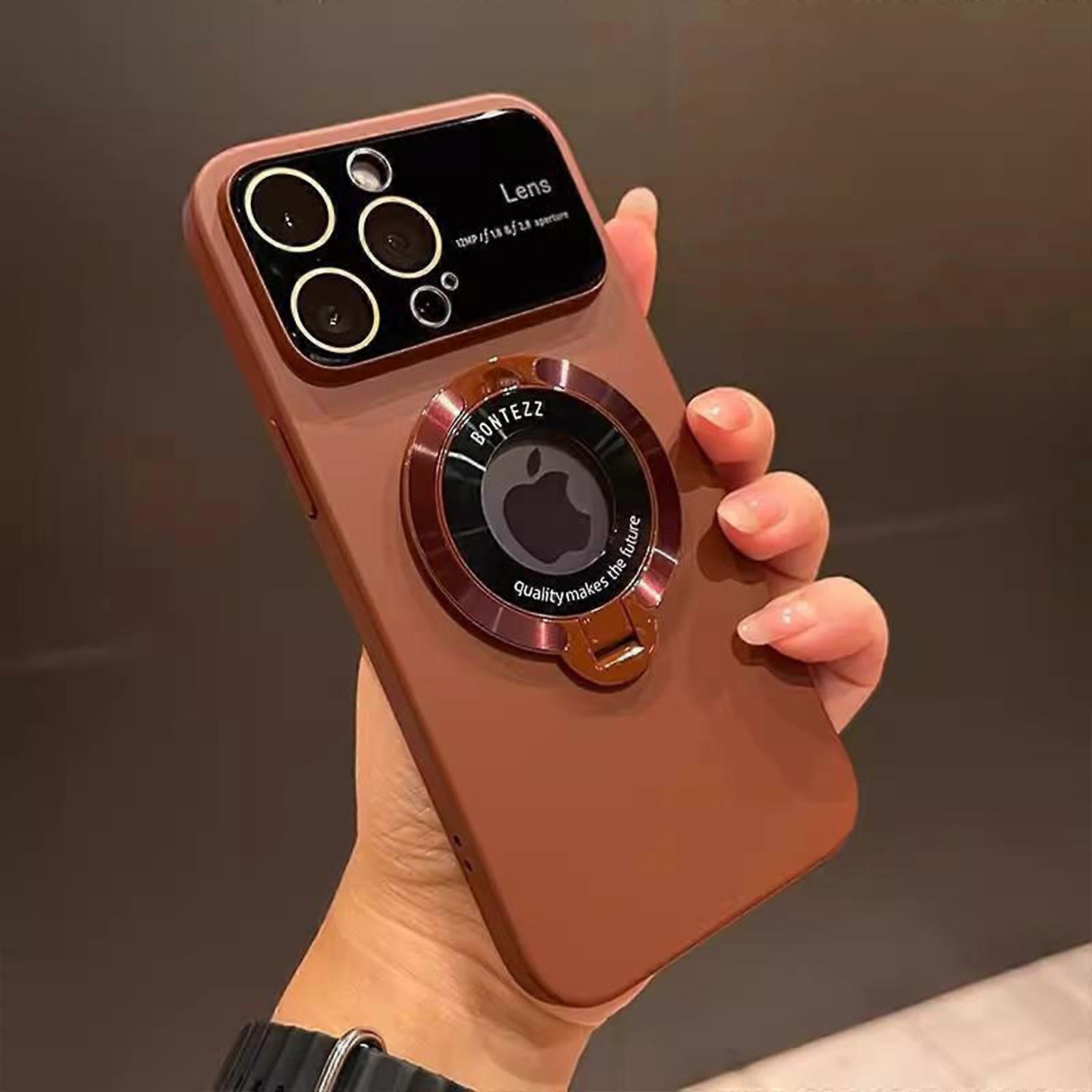Case Compatible with iPhone 15 Pro Max, Large Window Phone Case Leak Label Magnetic Bracket for 15Pro max