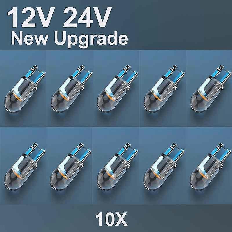 10X Newest W5W Led T10 car light COB Glass 6000K White Auto Automobiles License Plate Lamp Dome Read DRL Bulb Style 12V 24V